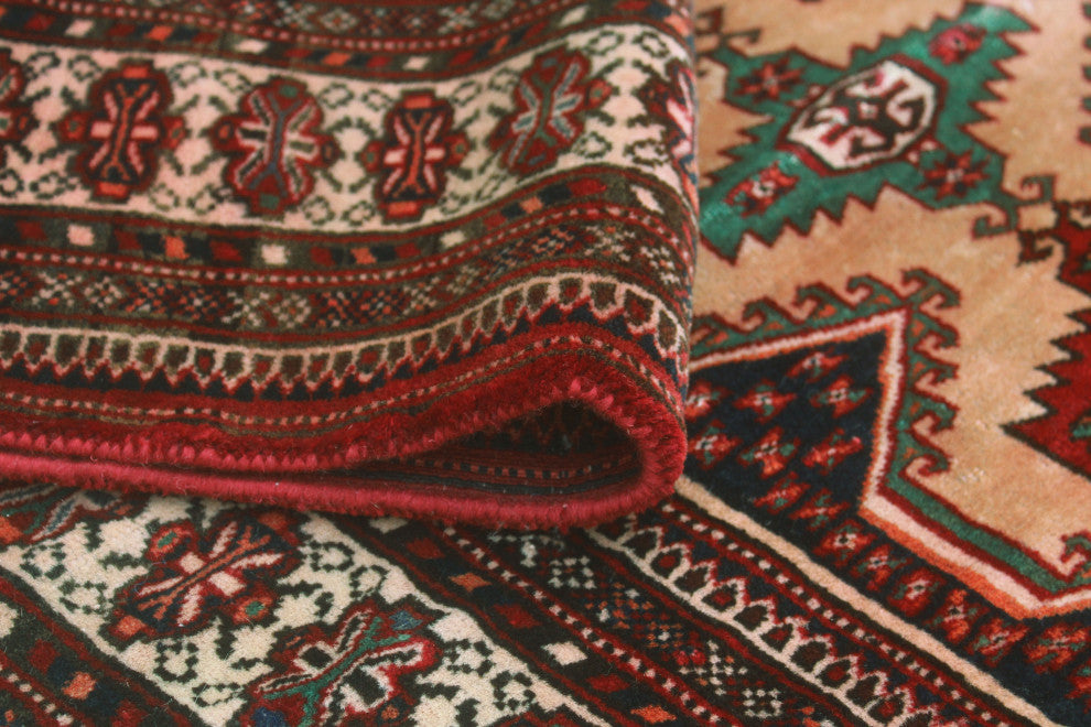 Fine Vintage Distressed Arghavan Ivory/Red Rug, 4'2x5'11