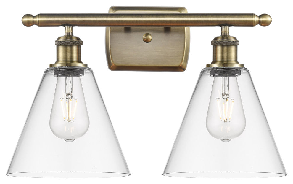 Innovations 516-2W-AB-GBC-82-LED 2 Light Bath Vanity Light, Antique Brass