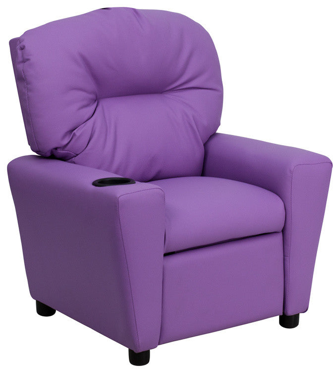 Kids Recliner With Cup Holder, Lavender Vinyl