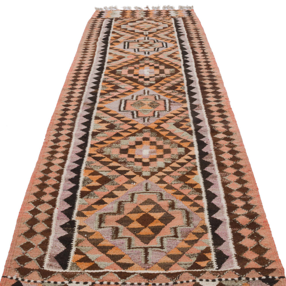Vintage Turkish Kilim Runner 3' x 10' 2", 36 in. x 122 in.