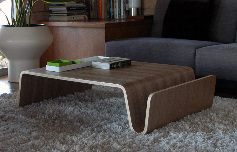 Low Bent Wood Coffee Table, Modern Scando Table, Walnut