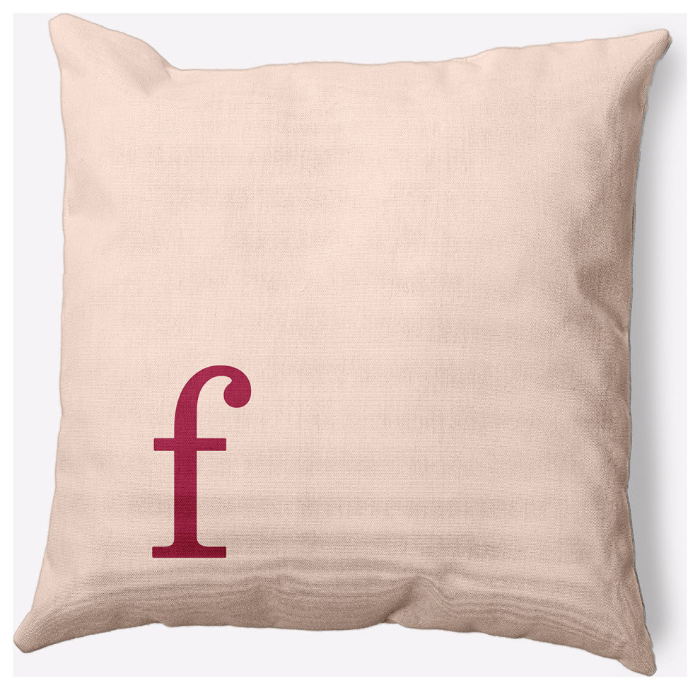 18" x 18" Modern Monogram Indoor/Outdoor Polyester Throw Pillow, Cranberry