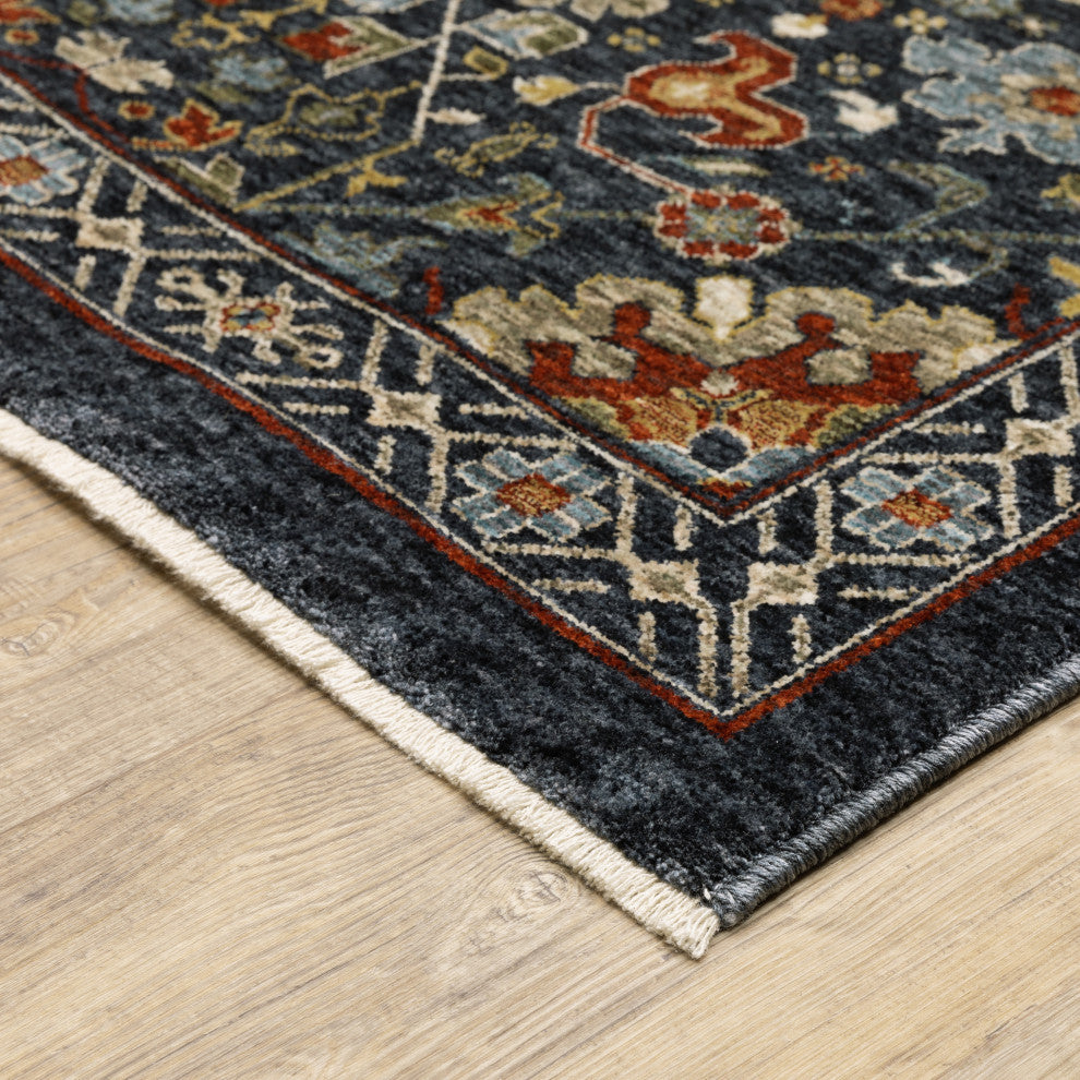 Augustus Persian Inspired Indoor Area Rug, Blue, 5'3"x7'6"