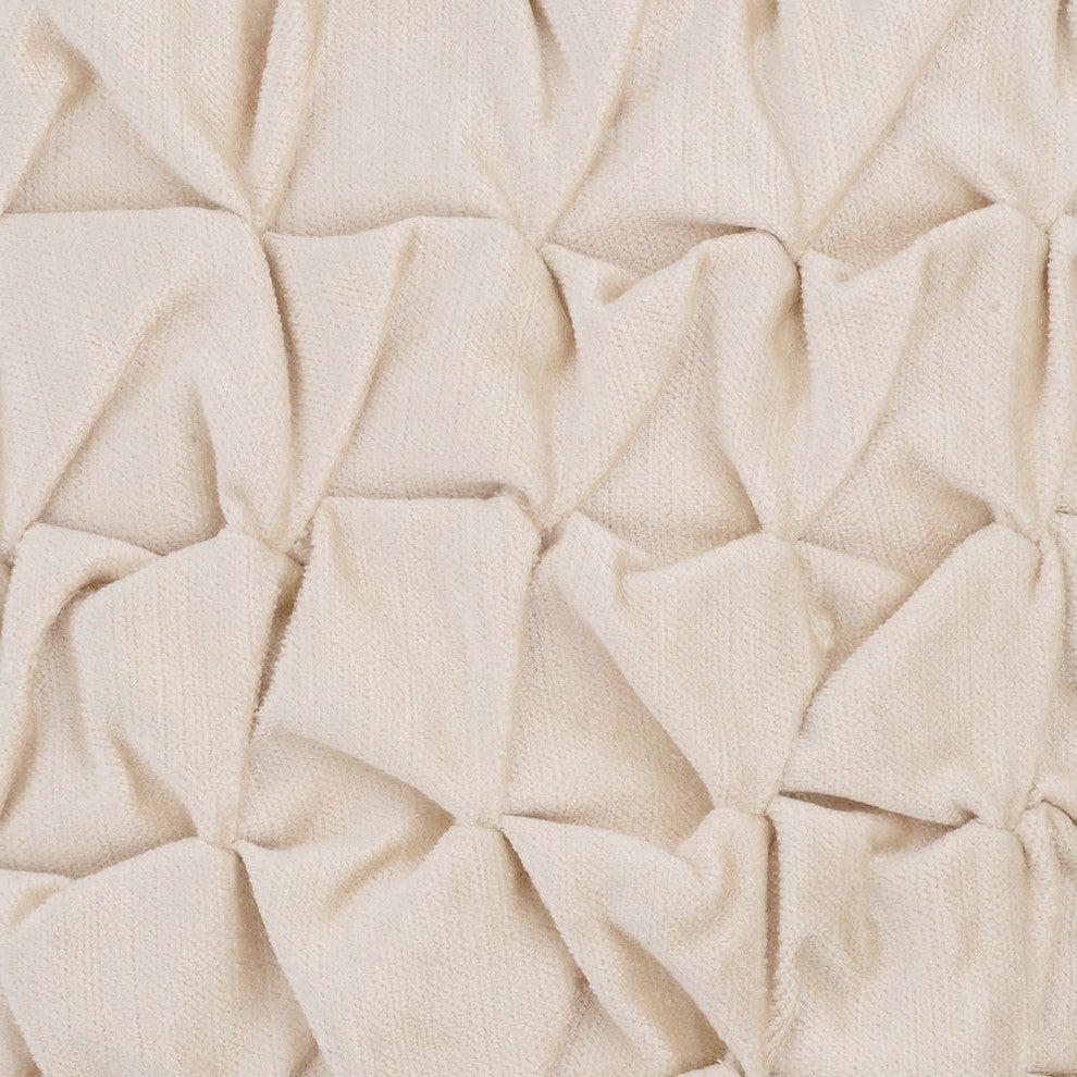 Ivory Decorative Pillow Covers 24"x24" Velvet, Knotty Pearl Ivory