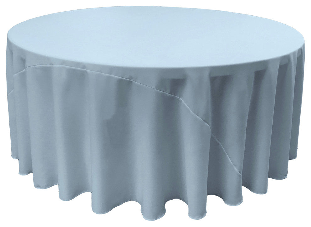 LA Linen Round Polyester Poplin, Light Blue, 108" Round
