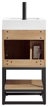 Alistair Vanity, North American Oak, Matte Black Hardware, 18", Without Mirror