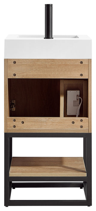 Alistair Vanity, North American Oak, Matte Black Hardware, 18", Without Mirror