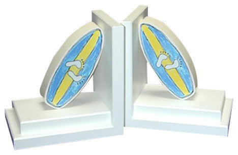 Footprint Surfboard Bookends, White