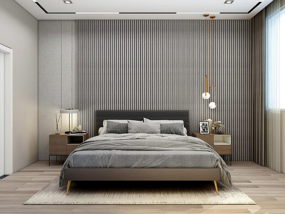 Acoustic Wood Wall Panels | Soundproof Paneling For Wall Decor, Grey, Pack of 6, Acoustica