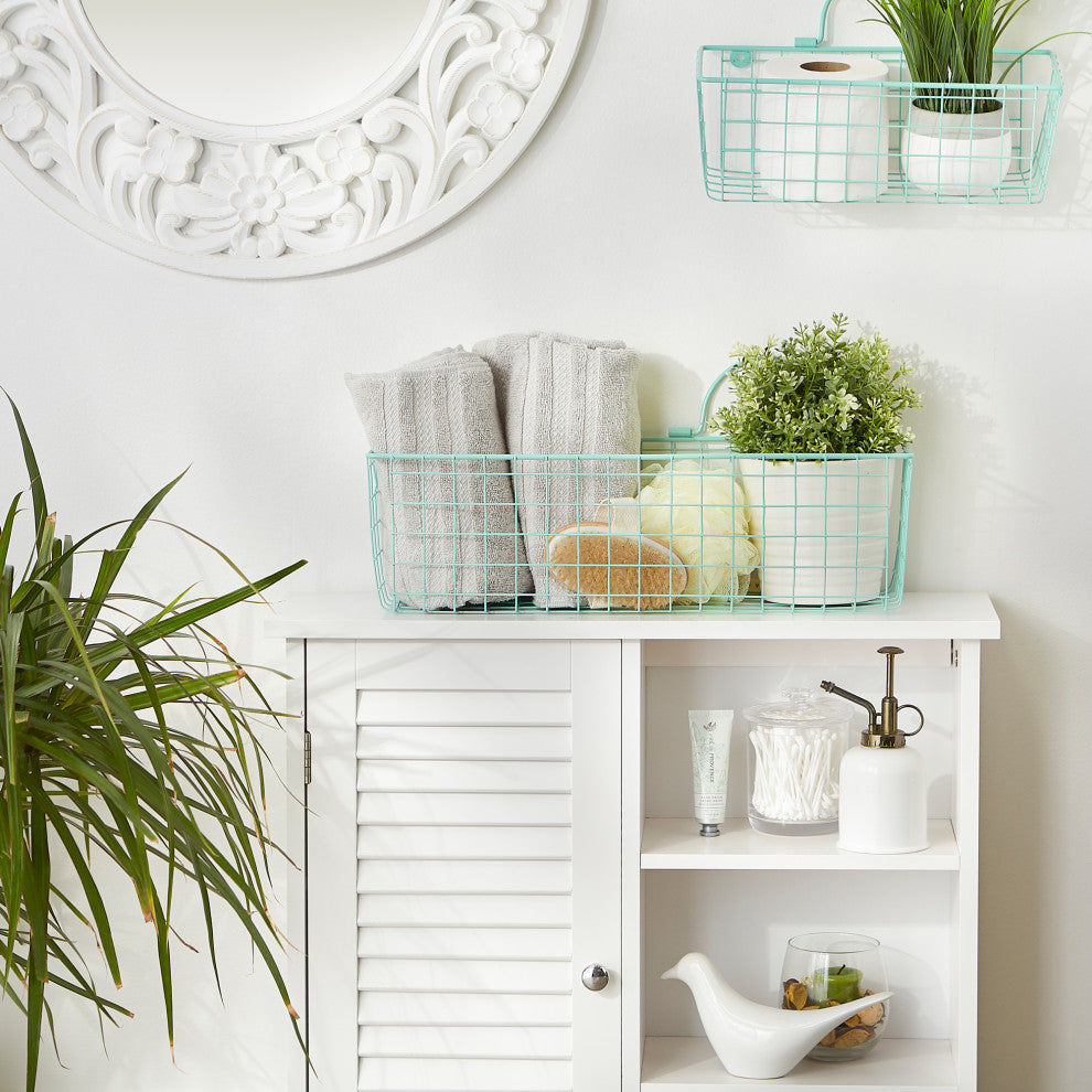 Assorted Aqua Wire Wall Basket (Set of 2)