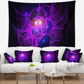 Bright Purple Fractal Cobweb Abstract Wall Tapestry, 39"x32"
