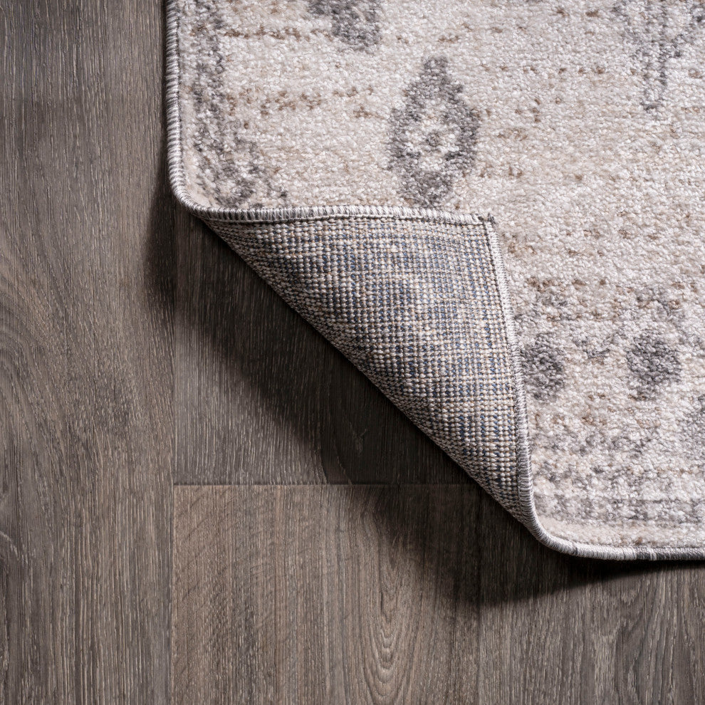 Idris Tribal Diamond Geometric Gray/Beige 3 ft. x 5 ft. Area Rug