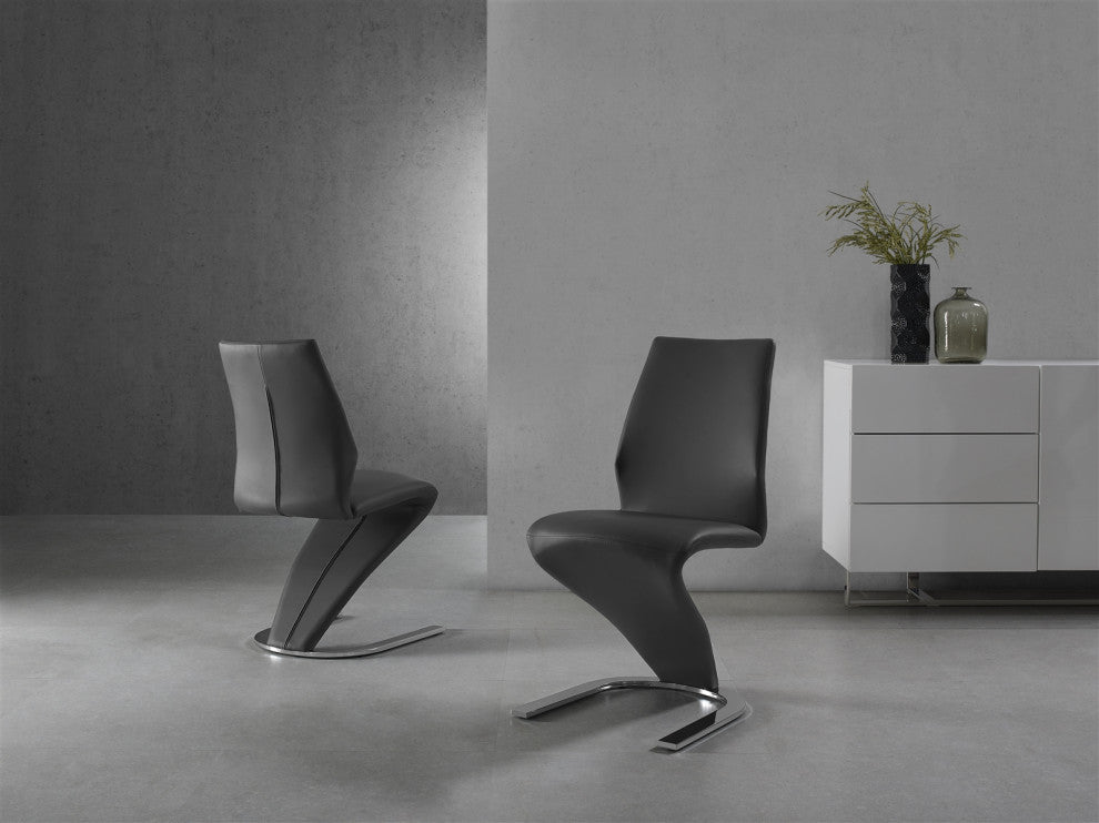 Boulevard Set of 2 Dining Chair, Pu Leather, Gray