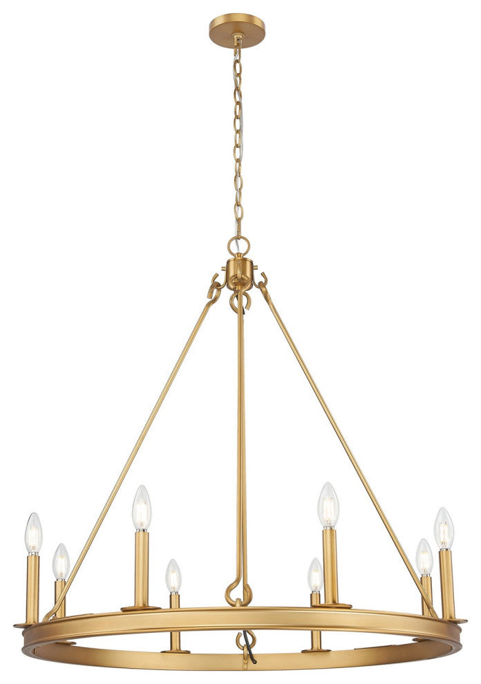 Barclay 8-Light Chandelier, Rubbed Brass