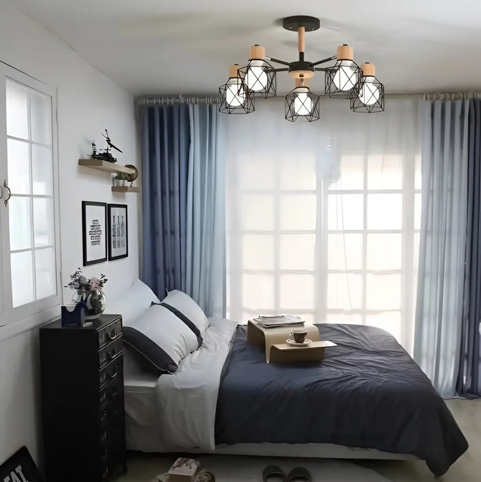 Lancy | Modern Creative Wooden Ceiling Chandelier for Living Room, Bedroom, White, 3 Lights