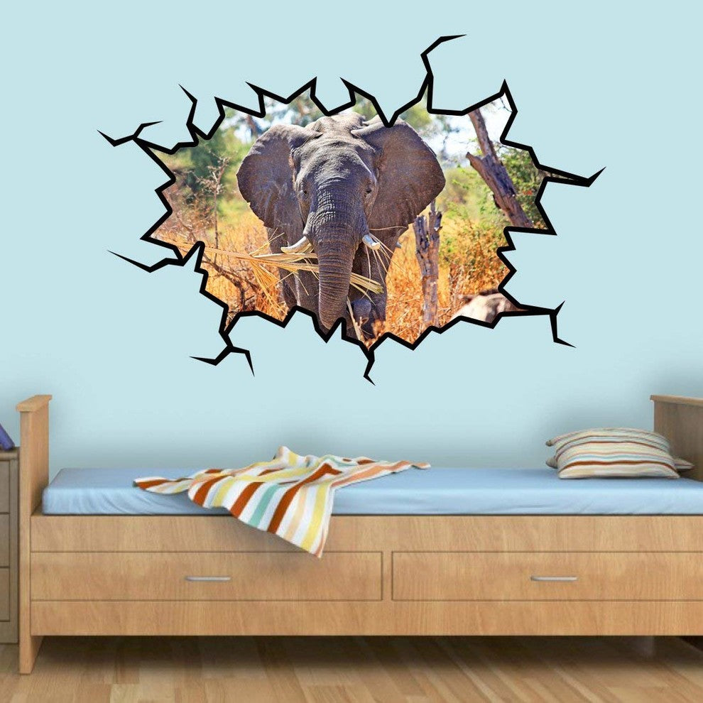 VWAQ African Elephant Wall Decal, 18"x22"