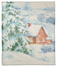 Watercolor Winter Cabin 50x60 Coral Fleece Blanket