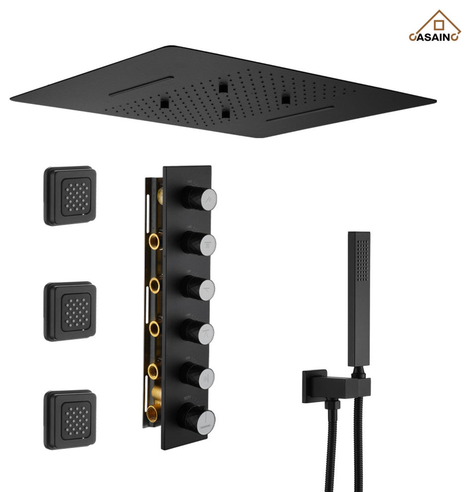 Multifunctional concealed large overhead spray luxury shower, Matte Black