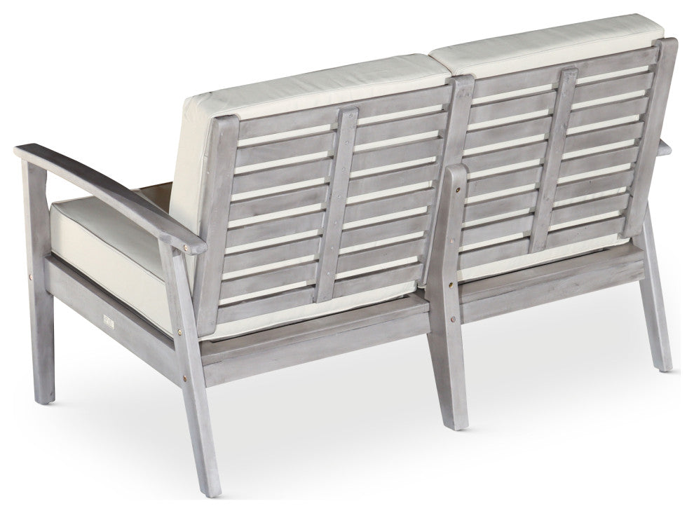 DTY Outdoor Living Longs Peak Eucalyptus Loveseat w/ Cushion, Silver Gray, Sage