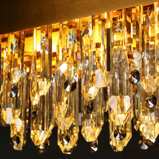 LNC Icarium 10-Light 37" Modern Rectangle Crystal Kitchen Island Light, Brass