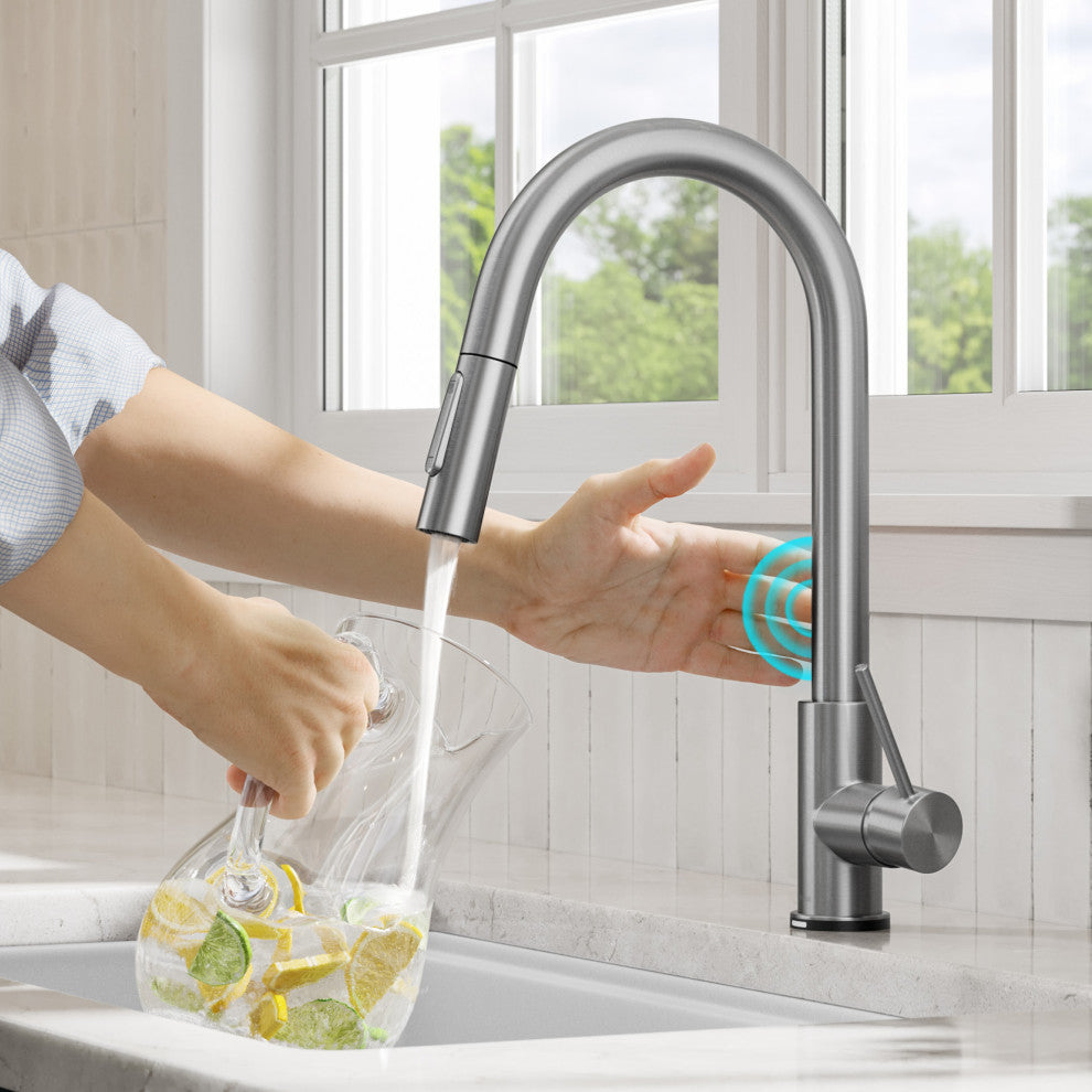 Oletto Pull-Down 1-Hole Kitchen Faucet, Spot Free Stainless Steel