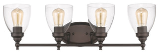 ELISSA Transitional 4 Light Rubbed Bronze Bath Vanity Light Clear Glass 30inches