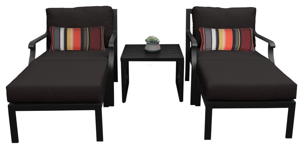 kathy ireland Madison Ave. 5 Piece Aluminum Patio Furniture Set 05b, Onyx