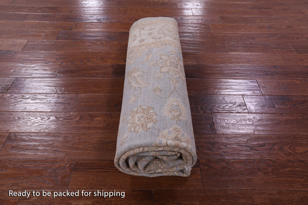 6' 3" X 8' 9" Handmade Peshawar White Wash Wool Rug Q9532