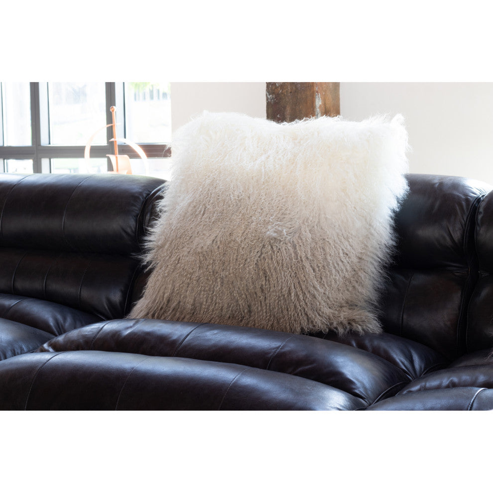 Contemporary Lamb Fur Pillow Light Grey Spectrum - Grey