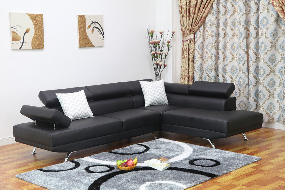 Kensley 2-Piece Sectional Sofa Set, Black, Right-facing