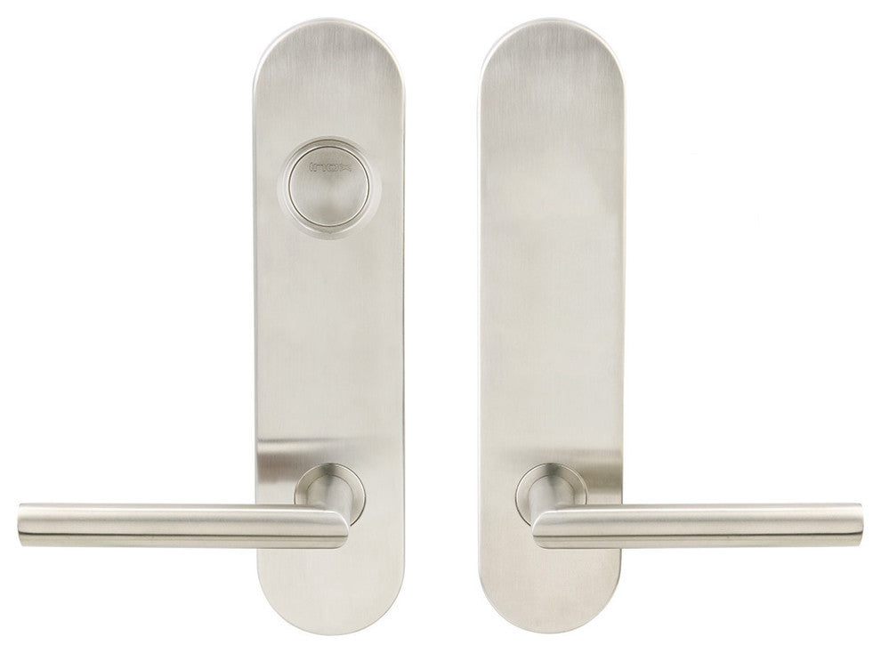 Frankfurt Lever, Tubular Dummy Entry, Dummy Cylinder, LH, Satin Stainless Steel