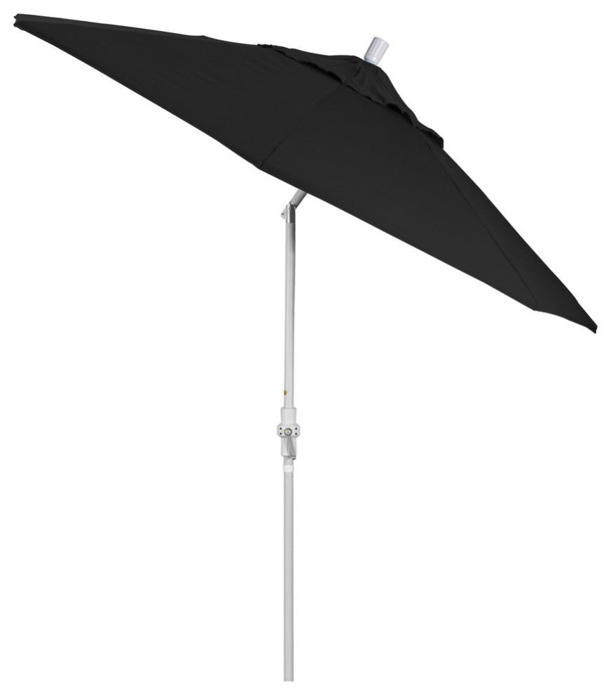 9'' Matted White Collar Tilt Crank Lift Aluminum Umbrella, Sunbrella, Black