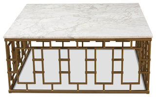 Square Mid Century Marble Top Coffee Table