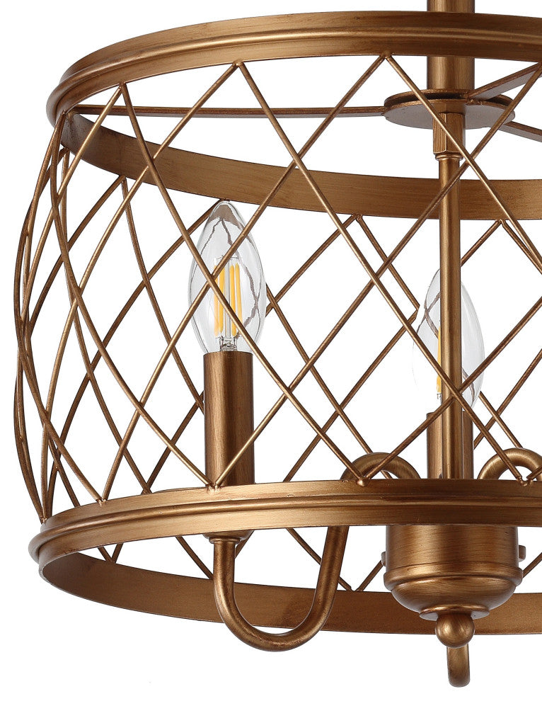 Eleanor 15" Metal LED Flush Mount Ceiling Light, Antiqued Gold