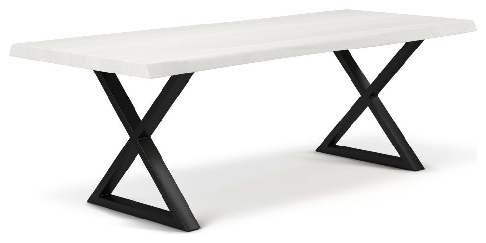 Brooks Dining Table, White Wash, Black, 40"x79",X-Base