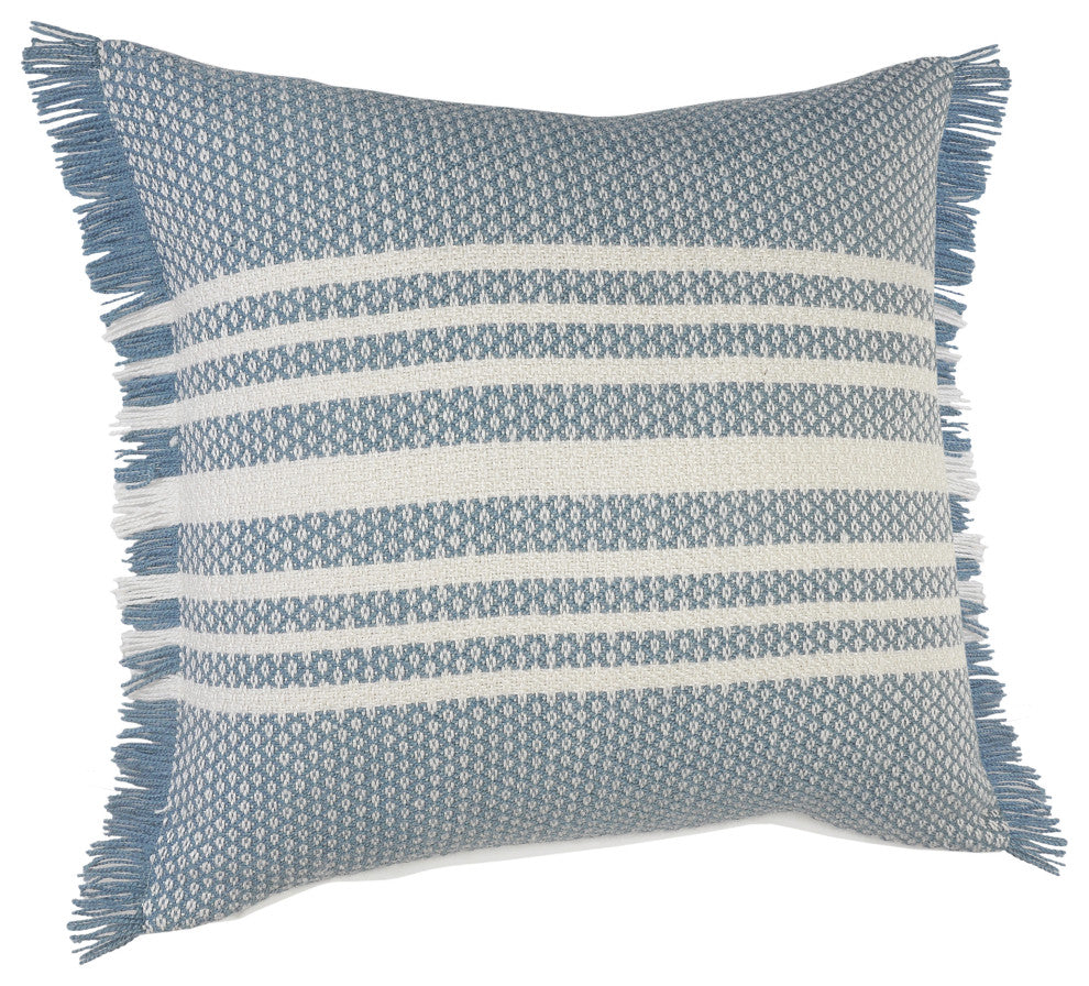 Centered Stripes Woven Throw Pillow with Fringe