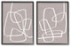 Abstract Busy Line Minimal Boho Design Brown White,2pc, each 11 x 14