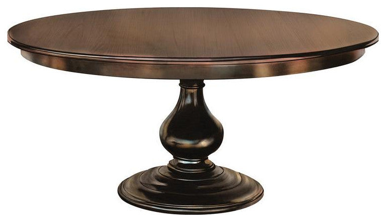 Foles Round Pedestal Table, Brown Maple, Rich Cherry Stain, 54" 2 Middle Leaves