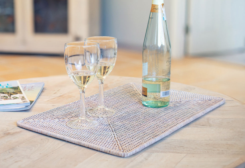 Artifacts Rattan Rectangular Placemat, White Wash