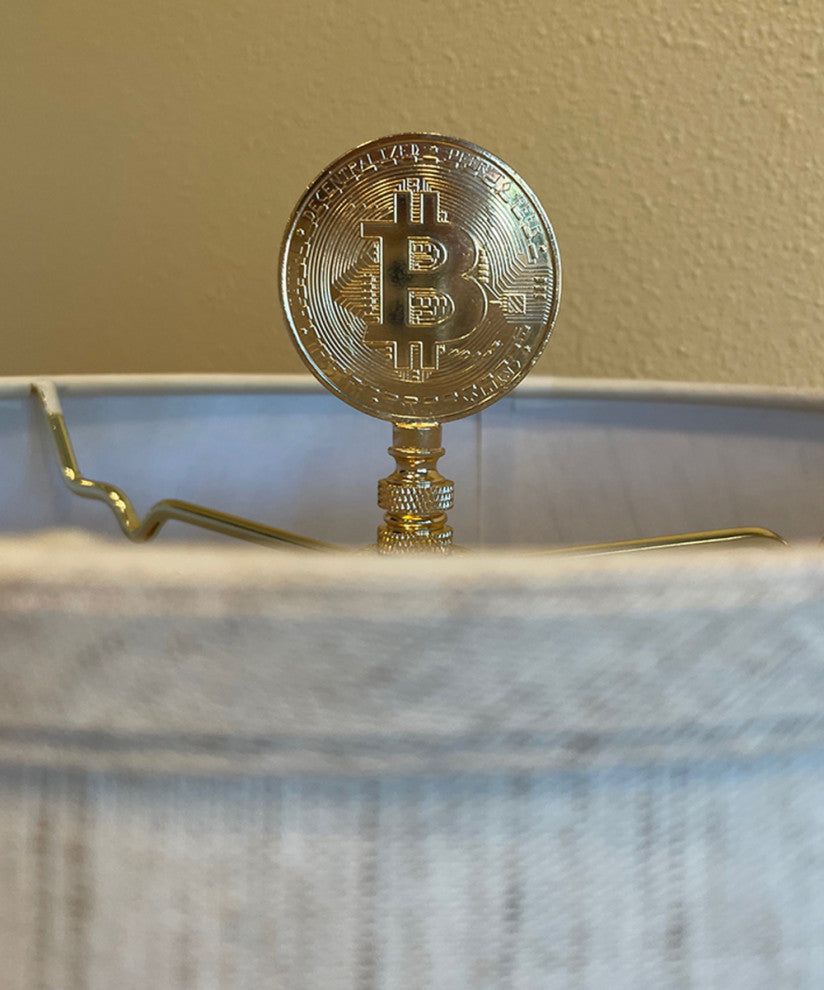 2.75"H Bitcoin Token Icon Polished Brass Finish Lamp Finial