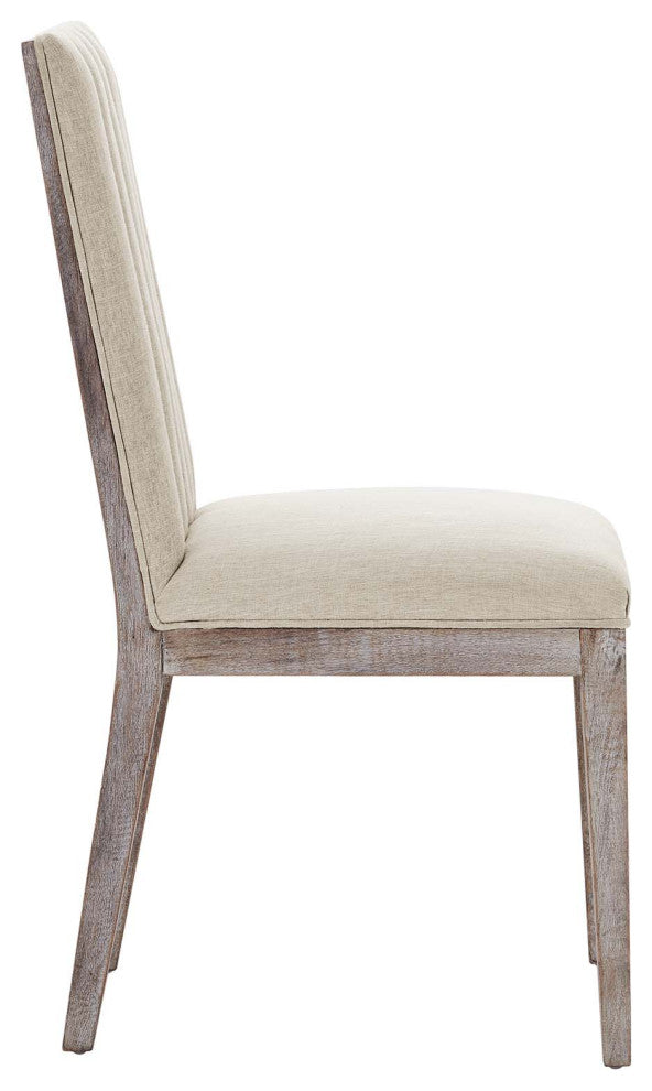Maisonette French Vintage Tufted Fabric Dining Side Chairs Set of 2 - Beige