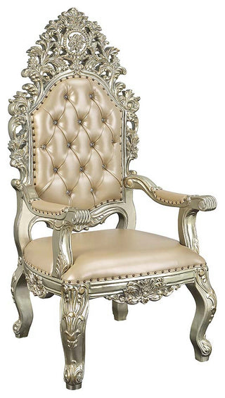 Acme Sorina Arm Chair Set of 2 PU and Antique Gold Finish