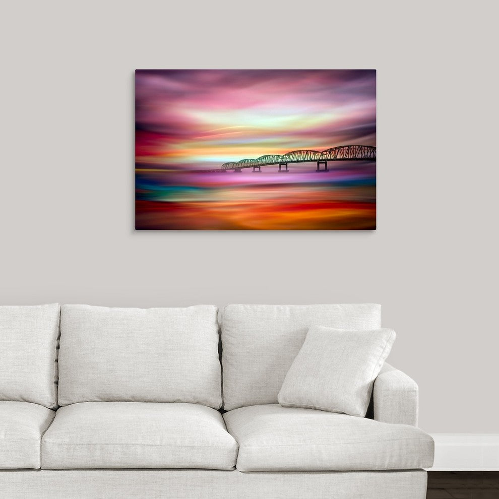 "Long Bridge to Astoria" Wrapped Canvas Art Print, 36"x24"x1.5"