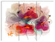 Red Blue Flower Illustration, Extra Large Floral Wall Art, 36x28, 3 Panels