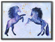 Blue and Purple Universe Unicorns Stars and Space Framed Giclee, 16"x20"