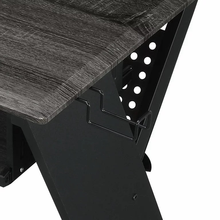 Multipurpose Desk, Large Top With Raised Shelf & Cable Management, Black