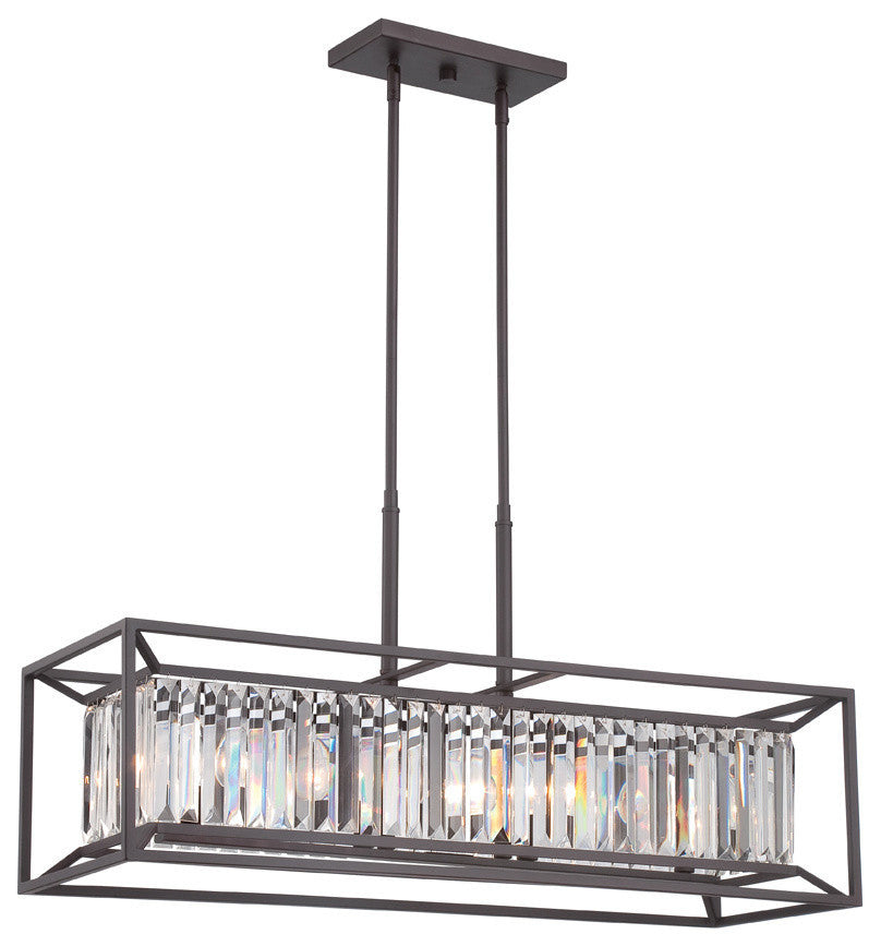 Linares 4-Light Linear Chandelier, Vintage Bronze