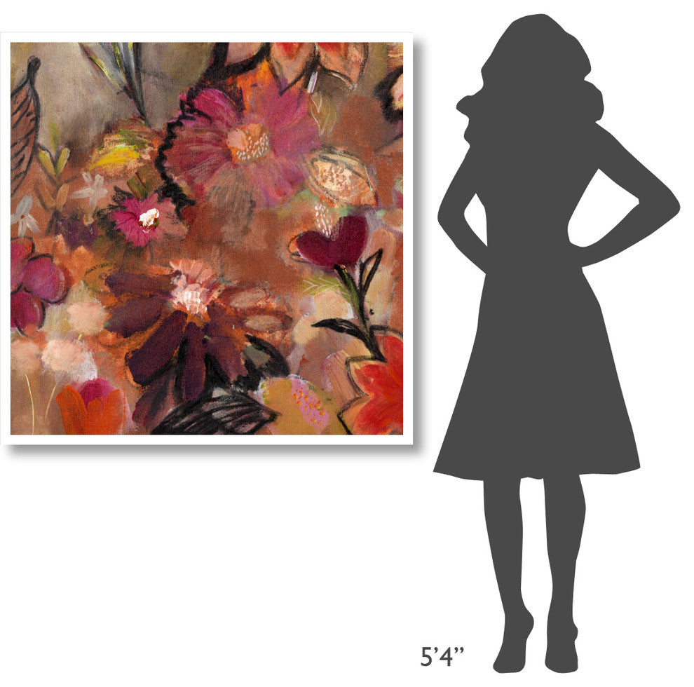 "Garden of a Joyful Day BL" Digital Paper Print by Joan Elan Davis, 42"x42"