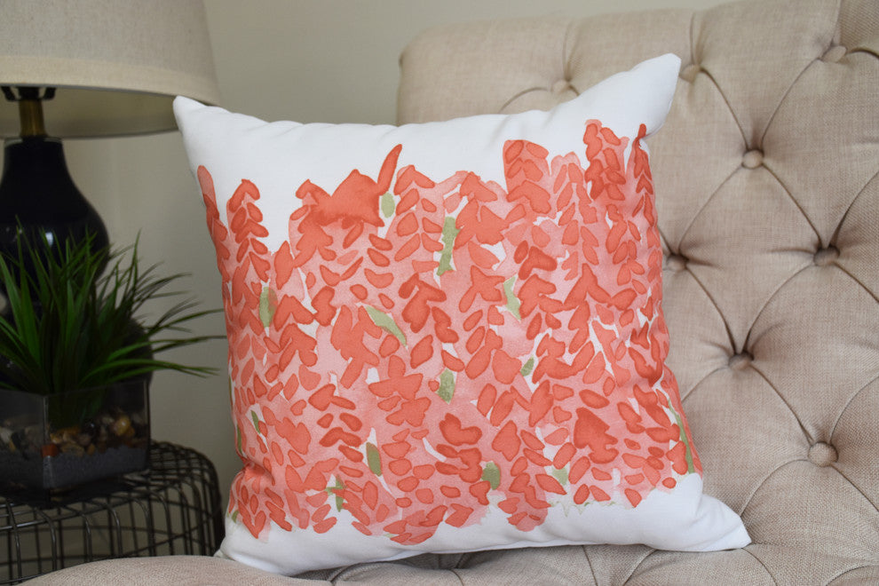 Flower Bell Bunch Decorative Floral Throw Pillow, Orange, 16"