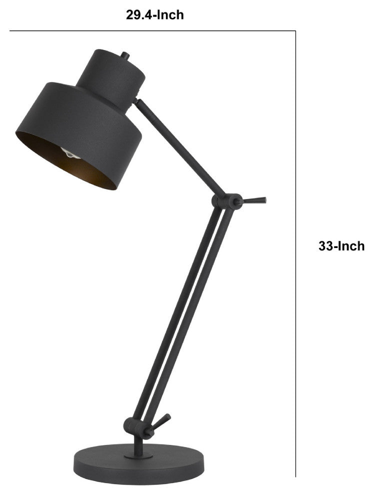 Benzara BM271960 33" Adjustable Modern Industrial Metal Task Desk Lamp, Black